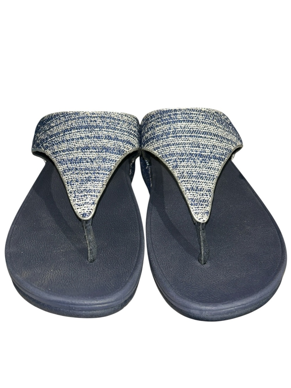 FitFlop Lulu Shimmerweave Toe Post Sandals in Midnight Navy Mix Size 10 - Picture 6 of 10